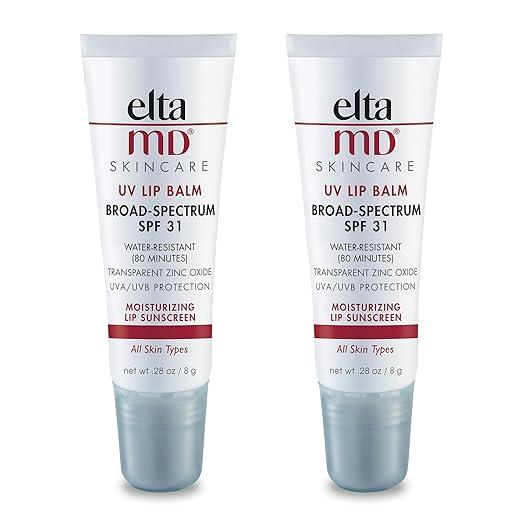 EltaMD UV Lip Balm SPF Sunscreen, Sunscreen Lip Balm with SPF 30+, Protects Dry Cracked Lips, Transparent Zinc Oxide, 0.28 Tube (Pack of 2)