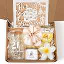 21st Birthday Gifts for Her, Unique 21 Year Old Birthday Gifts for Women, 21 Bday Decorations for Her, Gift for 21st Bday Woman w/ 16oz Coffee Cup, Candle, Bracelet, Hair Clip, Card, 7PCS