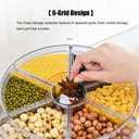 XIYAO 20Lbs large Grain dispenser 360Rotating Rice Food Dispenser 6 Grids rice container rotatable Beans Containers Storage with Sealed lid for Peanut Barley Millet and Cereal