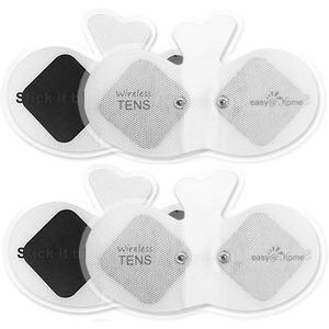 Easy@Home Wireless Tens Unit Self Stick Carbon Electrode Pads, 4 Pack 6.5 x 3 Reusable Pads - Non Irritating Design