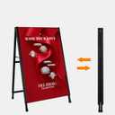 DISPLAYSWORKER Heavy Duty A-Frame Sidewalks Signs 24x36 Inch ,outdoor Sandwich Board Sign Black Coated Steel Metal Double-Sided，Slide-in Folding with 2 Corrugated Plastic Poster Boards&2 Anti-Glare