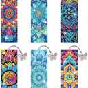 Puraikcmi 6 PCS 5D DIY Diamond Art Bookmarks,Mandala Diamond Painting Bookmarks Kits with Tassels Acrylic, Rhinestone Crafts Decoration Gift Set for Book Lovers Beginners & Adults