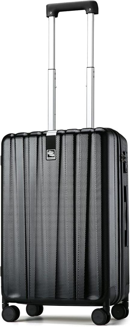 Hanke 20 Inch Carry On Luggage 22x14x9 Airline Approved Lightweight PC Hard Shell Suitcases with Wheels Travel Luggage Rolling Suitcase Travel Luggage Bag for Weekender(Jet Black)