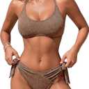Blooming Jelly Womens Bikini Sets Two Piece Mid Rise Swimsuit Sparkly Cheeky Curvy String Sexy Bathing Suit 2026 (Brown, M)