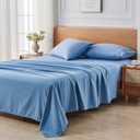 Microfiber Sheet Set Full Size, Brushed Microfiber Bed Sheets- Super Soft, Easy to Care for, Breathable, Cooling, Deep Pocket Fitted Sheet, Flat Sheet, and 2 Pillowcases(Blue, Full)