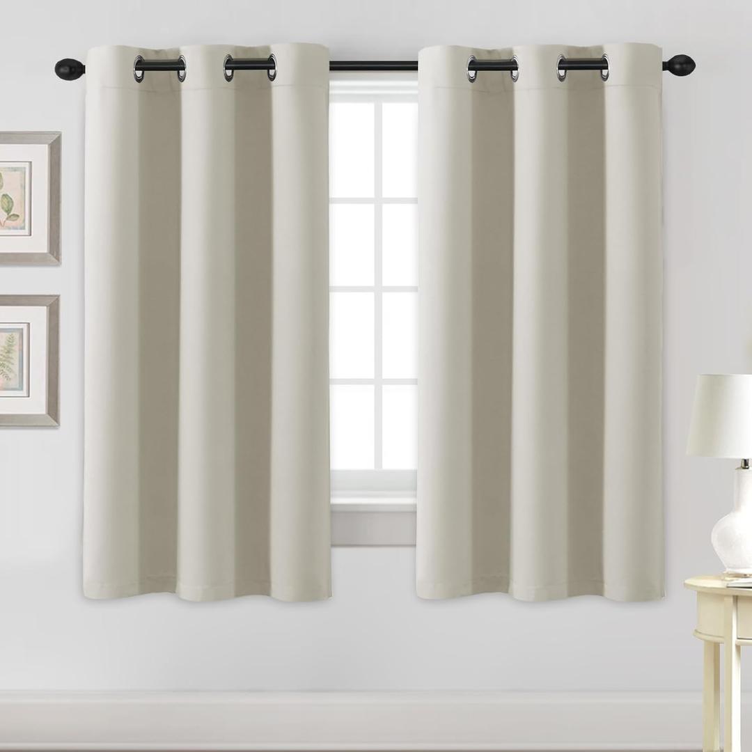 H.VERSAILTEX Blackout Curtains for Bedroom Thermal Insulated Room Darkening Living Room Curtains 63 Inch Long Grommet Privacy Protection Window Curtain Panels/Drapes for Nursery,2 Panels,Ivory/Cream, 42"W x 63"L
