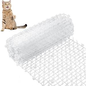 Zopeal 158 x 12 Inch/1 Roll Cat Spikes Keep Dog Off Couch Cat Deterrent Mat Strips Spiked Mat Fence Outdoor Indoor Keep Pet Off Couch Furniture Garden (White)