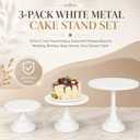 3-Pack White Metal Cake Stand Set, 8/10/12 Inch Tiered Display Stand with Pedestal Base for Wedding, Birthday, Baby Shower, Party Dessert Table
