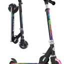 BELEEV V2 Scooters for Kids with Light-Up Wheels & Stem & Deck, 2 Wheel Folding Scooter for Girls Boys, 3 Adjustable Height, Non-Slip Pattern Deck, Lightweight Kick Scooter for Children Ages 3-12 (Black)