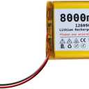 3.7V 126090 8000mAh LiPo Battery, 1S 3C Rechargeable, Micro JST 1.25 Connector, Dual Protection Board, 1 Pack
