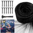 Pond Netting for Koi Ponds, 7 x 10ft Koi Pond Net Cover, Durable & Sturdy Pond Netting Cover for Leaves, Protect Koi Fish Against Herons, Raccoons, Cats & Predators, 12pcs Stakes Included