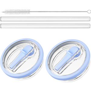 40 oz Tumbler Flip Straw Lid Replacement Compatible with HydroJug, Spill Proof Splash Resistant Tumbler Lids,Leak Proof Tumbler Cover for Cup Accessories,Pack of 2 (Light Blue)