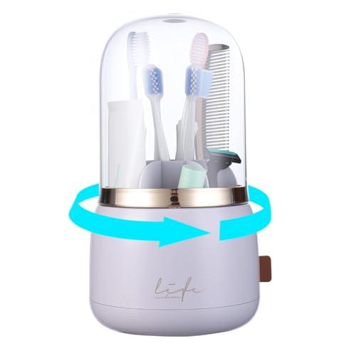 Toothbrush Holders for Bathrooms, Rotating 7 Slots with Cover,Electric Toothbrush Storage Rack, Toothbrush Toothpaste Holder, Suitable for Bathroom Countertop Organization and Dressing Table Storage