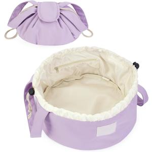 Narwey Barrel Drawstring Makeup Bag Large Cosmetic Bag Make up Bags Toiletry Bag Travel Bags for Toiletries Organizer for Women Gift for Teen Girls (Purple) (Patent)