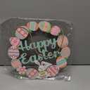 Easter Wreaths for Front Door, Colorful Bunny Eggs Wood Wreath, Wood Easter Decorations for Home, Happy Easters Sign for Indoor Outdoor Decor