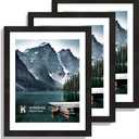 10x13 Picture Frames with Real Glass - Display 8.5x11 Diploma with Mat or 10 x 13 Photo without Mat, Wall or Table Top Display(Black, 3 Pack)