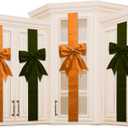 K KIRKWOOD KITCHEN Cabinet Door Festive Ribbons and Bows Decoration Christmas Wreath Bow for Christmas Tree Fireplace Door Party Holidays Wrapping Decorations (4, Black/Orange)