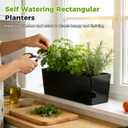 2 x Self Watering Pots for Indoor Plants 17 Inches Window Boxes Planters Rectangular Flower Pots Rectangle Herb Pots Large Plant Pots with Drainage Holes and Saucers Windowsill Planter (2, Black)