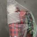 185 Pcs Christmas Party Decorations Christmas Party Supplies Tableware Set Serves 24, with Plates Napkins Cups Fork Knives Spoon Tablecloth Banner Balloons for Xmas Holiday Party Decorations