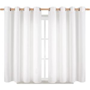 BGment Short Curtains for Bedroom,45 inch Length Faux Linen Curtains for Small Window Grommet Non-See Through Privacy Light Filtering Burlap Textured Kitchen Window,2 Panels,52 x 45 Inch,Pure White