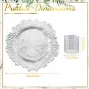 100 Sets Silver Reef Charger Plates Bulk with Napkin Rings Include 13" Round Chargers for Dinner Plates and Mesh Diamonds Napkin Rings for Table Setting, Wedding Party