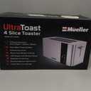Mueller UltraToast Full Stainless Steel Toaster 4 Slice, Long Extra-Wide Slots for Bagels and Waffles, 6 Browning Levels, LED Display, Cancel/Defrost/Reheat Functions & Removable Tray, Kitchen Gadgets
