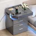 T
Treocho Led Nightstand with Hidden Space & Charging Station
3 Drawer Smart Nightstand, Glossy Finish, RGB Lights, Tall Bedside Table for Bedroom, Grey,  Product Dimensions 15.75"D x 16.93"W x 26.77"H