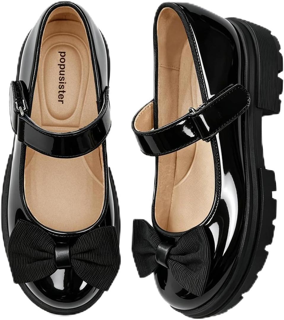 Toddler Mary Jane School Uniform Shoes Comfortable Girls Dress,  03-Black,8 Toddler