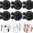 iBetterLife Razor Holder for Shower Hooks 6 Pcs Self Adhesive Wall Mounted Single Hook for Hanging Toothbrush, Functional Waterproof Utility Plug Holder for Bathroom Kitchen Living Room Office, Black