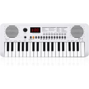 MK-2 37 Keys Kids Keyboard Piano, Portable Small Keyboard with 40 Songs, 200 Sounds, with MIDI Function, LED Display & Dual Speakers, Compact Mini Music Piano for Kids/Beginners (White)