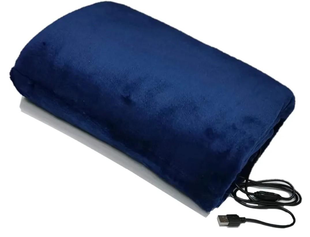 USB Heated Blanket, Heating Lap Blanket Throw, Wearable Soft Outdoor Cozy Travel Throw for Stadiums, Picnics, Travel, Camping, Hiking, and Wheelchair Use, Dark Blue