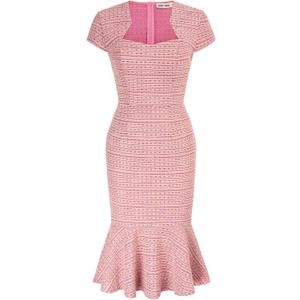 GRACE KARIN Womens Cocktail Dress Fishtail Tweed Bodycon Dresses (Pink, S)