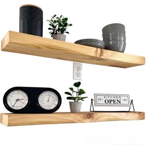 Rustic Curved Edge Solid Wood Floating Shelf Custom Colors and Sizes