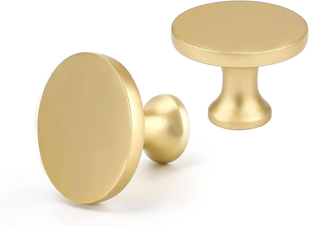 Goldenwarm 25Pack Gold Dresser Knobs - Brushed Gold Cabinet Knobs for Dresser Drawers (25 Pack, Matte Gold-Round)