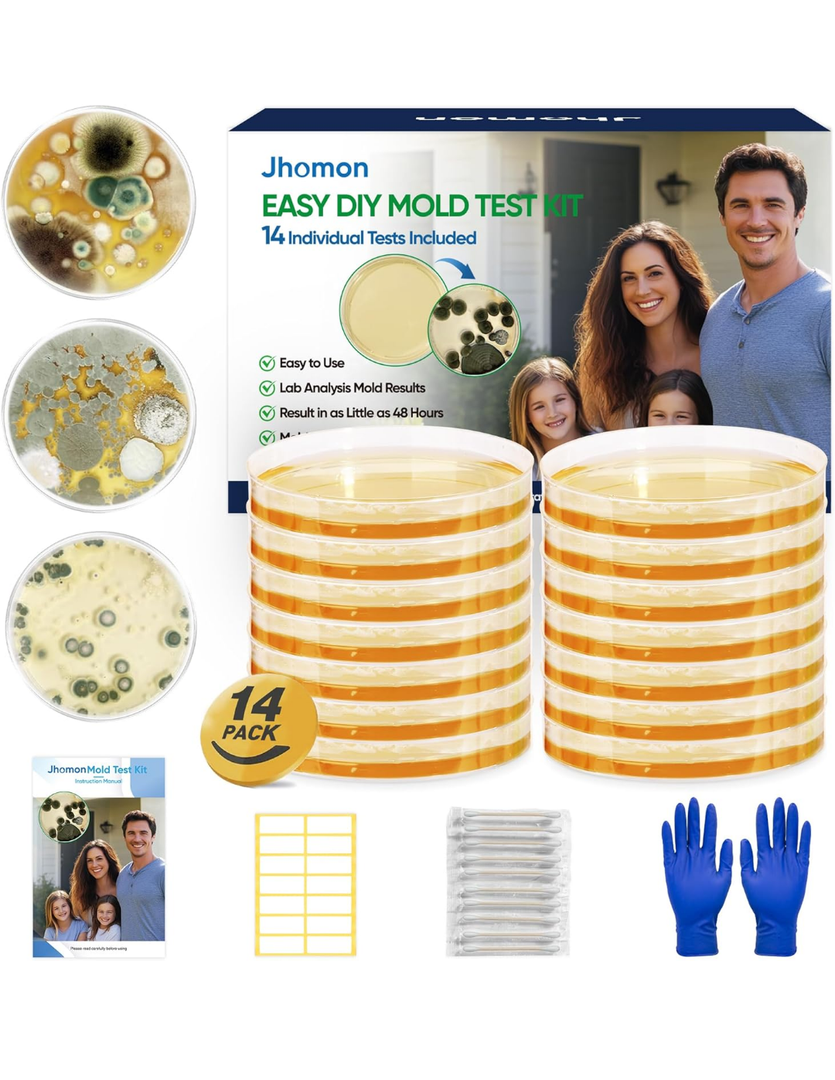 Mold Test Kit for Home, 14 Simple Mold Detectors with Detailed Mold Identification Guide, DIY Mold Testing Kit for Home Surfaces & Indoor Air Quality & HVAC & Car, Results in 48 Hours, 14PCS