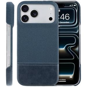 SOKAD Leather Case for iPhone 17 Pro Max Compatible with Magsafe, Vintage Elegant Design for Men Women, Thin Slim Half-Wrap Anti-Slip Protective Phone Case for iPhone 17 Pro Max 6.9", Blue