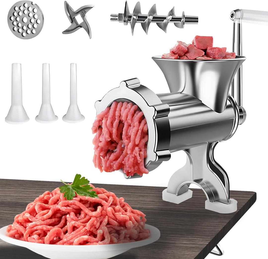 Manual Meat Grinders, large aluminum alloy molino para moler carne, efficient multi-function hand crank meat grinderfor Fresh Ground Beef,chicken sausage and spice
