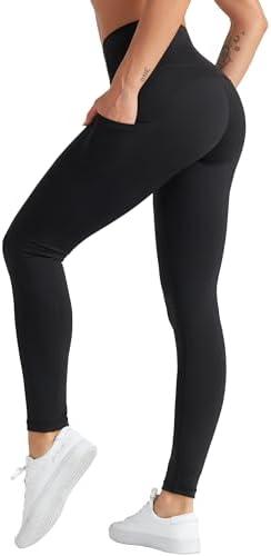 THE GYM PEOPLE Women's High Waist Yoga Pants Soft Tummy Control Athletic Workout Leggings with Deep Pockets L