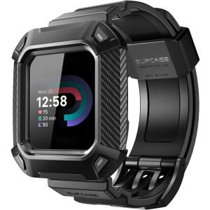SUPCASE Unicorn Beetle Pro Watch Bands for Fitbit Versa 4 / Fitbit Versa 3 / Fitbit Sense 2/1, Protective Replacement Wristband Case Band (Black)