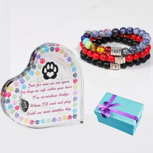 Dog memorial gifts for loss of dog sympathy gift, rainbow bridge bracelet pet memorial gifts for dogs bereavement Remembrance passing away Condolence gifts Plague for Table Desk Decor
