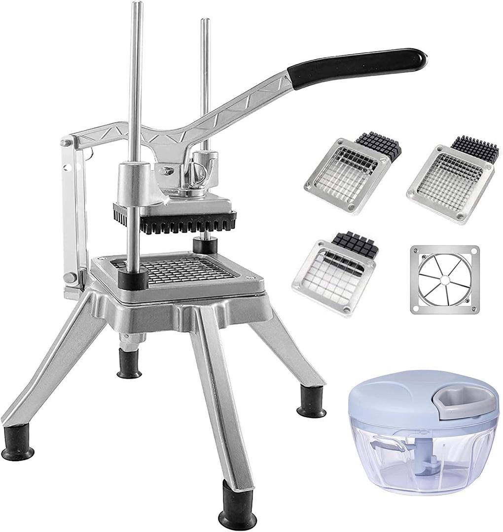 Commercial Vegetable Fruit Chopper W/6-Wedge Slicer&1/4&3/8&1/2" Blade Professional Food Dicer French Fry Cutter Onion Slicer Stainless Steel For Tomato Peppers Potato Mushroom