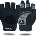 ATERCEL Weight Lifting Gloves Full Palm Protection, Workout Gloves for Gym, Cycling, Exercise, Breathable, Super Lightweight for Mens and Women (Medium, Black)