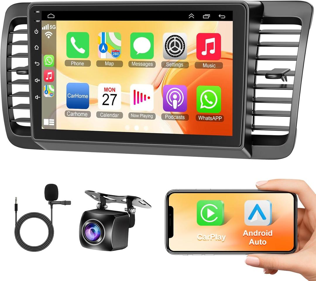4+64GB Car Radio for Subaru Legacy Outback 2005-2009 Head Unit with Wireless Carplay&Android Auto, Android 13 IPS HD Car Stereo with GPS Wi-Fi Voice Control Bluetooth 5.2 FM DSP EQ SWC Backup Camera