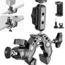 NEEWER Super Clamp with 3" Dual Ballhead Magic Arm, Ball Head Adapter, Cold Shoe, Phone Holder, Action Camera Clamp Mount for Flat/Round Surface Compatible with GoPro DJI iPhone 15 Pro Max, ST85