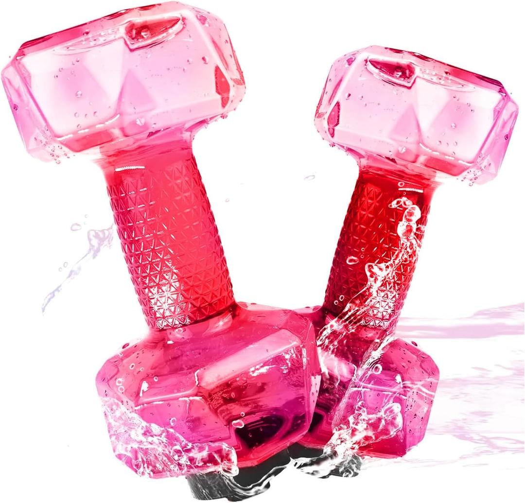 Water Weights for Pool Exercise Set of 2, Aquatic Exercise Dumbbells with Non-slip Handle, PE Materials Water Dumbbell Aerobics for Water Aerobics Weight Loss (Pink)
