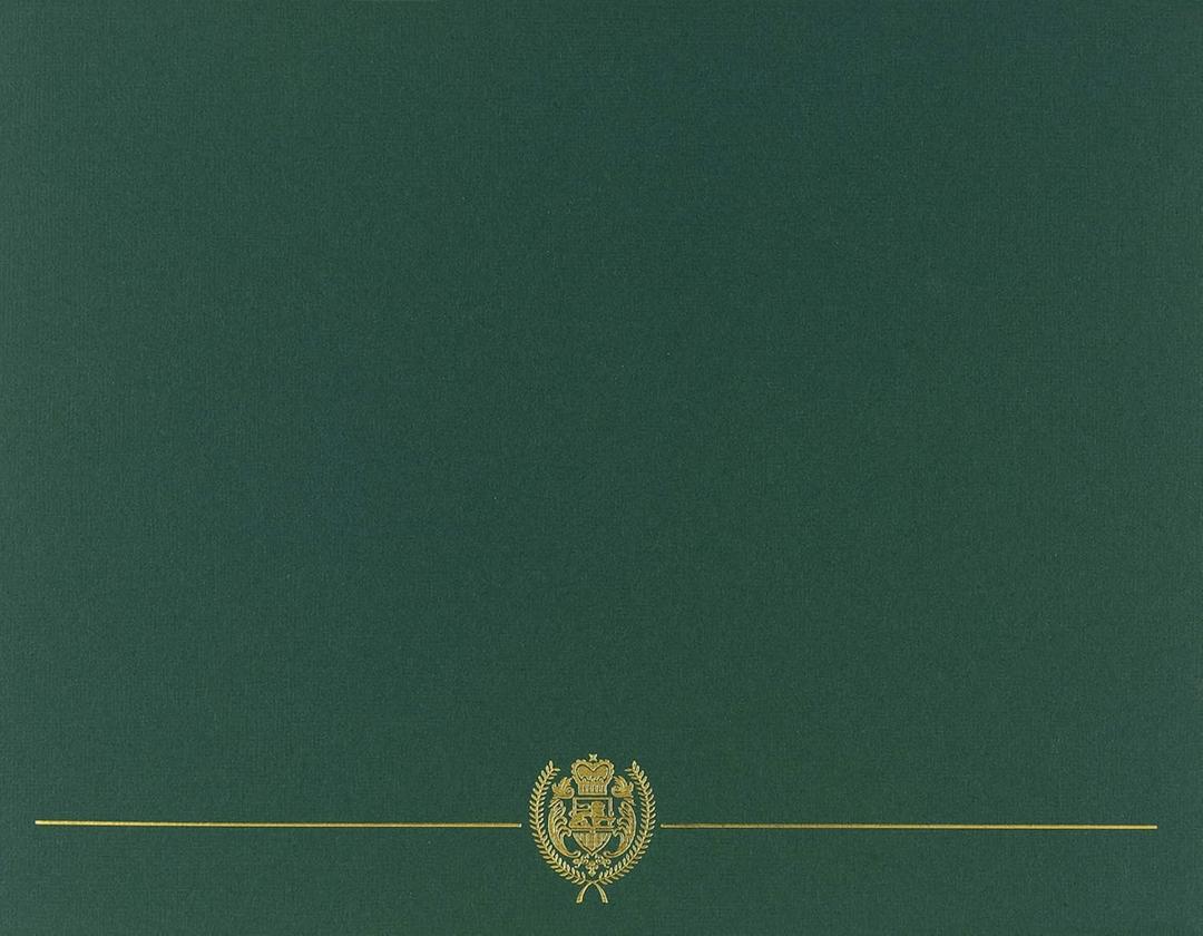 Great Papers! Classic Crest Hunter Green with Gold Foil Certificate Cover, 12" x 9.375", 5 Count (903118)