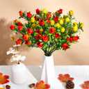 4 Pcs Artificial Lemon Pomegranate Branches Faux Pomegranate Fruit Stem with Green Leaves Fake Lemon Decoration 12'' High for Kitchen Home Hotel Table Farmhouse Fall Centerpieces Decor