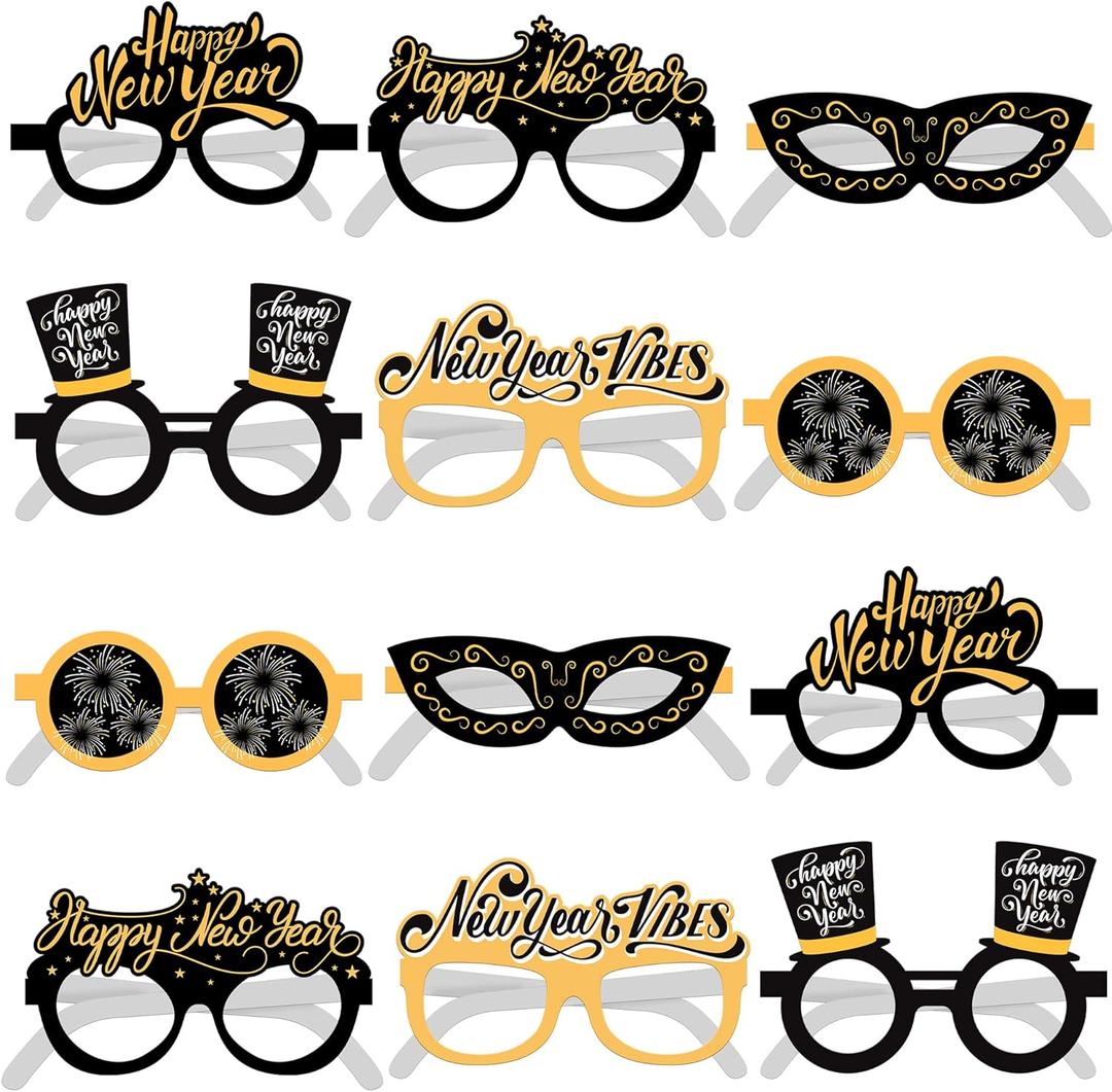 KatchOn, 2026 Glasses New Years Eve - Pack of 12 | New Years Eve Party Supplies 2026 | New Years Eve Glasses for NYE Party Favors 2026, Happy New Years Decorations 2026 | NYE Decorations 2026 (Fireworks)