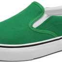 Unisex Classic Slip On Sneakers,Low-Top Casual Canvas Shoes for Woman Comfortable Flats Breathable (Green)