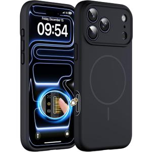 Magnetic for iPhone 17 Pro Case, Compatible with MagSafe, Integrated Silicone Camera Control Cover Protection, 3.0mm Thicken Silicone Phone Cover for 17 Pro 6.3", Black